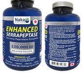 Naka Platinum Enhanced Serrapeptase Enzymes, 120.000 SU, Delayed Release, Enhanced with MERIVA Curcumin, Boswellia, Bromelain and BioPerine, Made in Canada (150 DR vcaps)