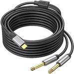 Ubramac USB C to Dual 6.35mm 1/4 inch Stereo Splitter Y Cable, USB Type C to Dual 6.35mm 1/4 inch TS Audio Cord for Smartphone, Tablet, Laptop Link Amplifier, Mixing Console Mixer, Speaker, (10FT)