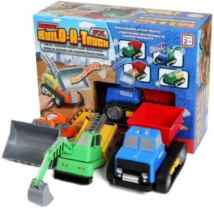 POPULAR PLAYTHINGS Magnetic Build-a-Truck Set - 4 Construction Vehicles with Real Construction Site Sounds