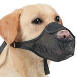 LUCKYPAW Dog Muzzle for Large Medium Small Dogs, Mesh Muzzle for Dog to Prevent Biting Chewing Licking Eating, Soft Dog Muzzle with Front Opening Design for Drinking Panting (Black, XXL)