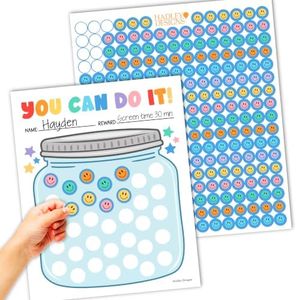 Hadley Designs Sticker Chart for Kids Behavior at Home – Reward System for Toddlers, Star Incentive Tracker for Toddlers, Chart for Kids Behavior, Classroom Jar Incentive Charts