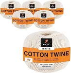 Cotton Twine - Food Grade Cotton String Ball - Bakers Twine, Butchers Twine for Meat, Cooking Twine for Rotisserie, Kitchen Twine - Natural White String Line Twine for Crafts, Gift Wrapping Pack of 6