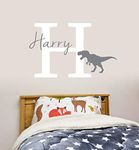 Dinosaur Wall Sticker Personalised Name and Letter Children Nursery Art Kids Bedroom Decal (60cm Width x 40cm Height)