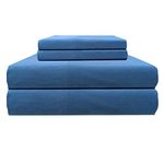 Thermee Micro Flannel Shavel Home Products Sheet Set, Country Blue, California King