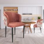 ROSE� Fire Cafe Chair | Side Chair | Kitchen | Breakfast | Living Room Chair | Modern Velvet Dining Chair for Cafe Chair | Restaurants Chairs (Glory Pink (Set of 1))