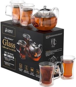 40 Oz Unique Tea pot Set, Glass teapot Set with 4 double wall insulated Glass Cups, Tea Kettles Stovetop, Tea maker With Infusers For Loose Tea, Infuser Glass tea Kettle, Perfect Mom Gift