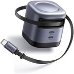 UGREEN Nexode 45W 3 in 1 Compact GaN Charger, Retractable USB C Fast Wall Charger with Foldable Plug, Compatable for iPhone 16/15/14/13/12/11 Series, Galaxy, Pixel, iPad, Space Grey