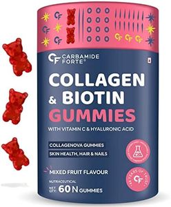 Carbamide Forte Collagen & Biotin Gummies | Collagen Supplements | Collagen for Women & Men for Skin & Hair | Mixed Fruit Flavour - 60 Gummies
