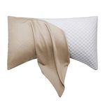 Cooling Curved Pillow Cases - Rayon Derived from Bamboo Side Sleeper Pillowcase Cover - Breathable Cool Silky Soft Pillowcase for Hot Sleepers Hair and Skin, Queen Size 1 Piece, 20 * 30 Inches Taupe