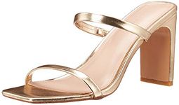 The Drop Women's Avery Square-Toe Two-Strap High Heeled Sandal, Gold, 7