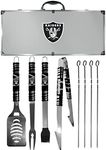 NFL Siskiyou Sports Fan Shop Las Vegas Raiders Steel Tailgater BBQ Set w/Case 8 piece Gray