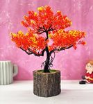 Dekorly Small Artificial Bonsai Tree Fake Plant Potted House Plants Japanese Pine Bonsai Plant Faux Bonsai for Home Indoor Decoration Office (Wooden Potted Plants, Design-B)