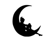 CMI ND156 Fairy Sitting On The Moon Decal Sticker | 5.5-Inches by 5.2-Inches | Premium Quality Black Vinyl