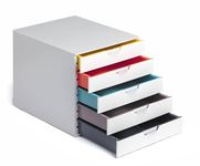 Durable VARICOLOR MIX 5 Drawer Unit | Desktop Drawer Set with 5 Colour Coded Draws | Ideal for Storing Documents and Paper Work