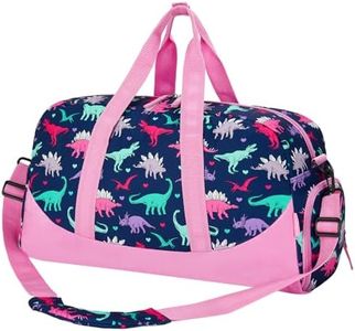 Choco Mocha Kids Duffle Bag Girls - Dinosaur Weekender Overnight Bags for Girl Ages 9-12, Purple