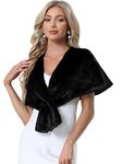 Allegra K Faux Fur Shawl for Women Halloween Costume Evening Party Cover Up Winter Bridal Wedding Wraps Black L