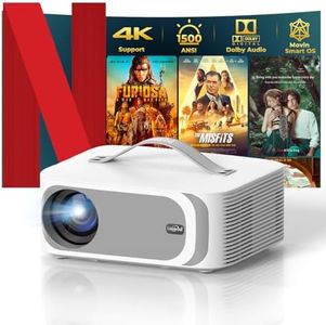 [AI Movin System & 1200 ANSI] Projector-4K with WiFi 6 and Bluetooth, 30W DoIby Audio Netflix-Licensed Projector, One-touch Focus Portable 1080P Outdoor-Projector, Lisowod Smart Proyector with HDR10+