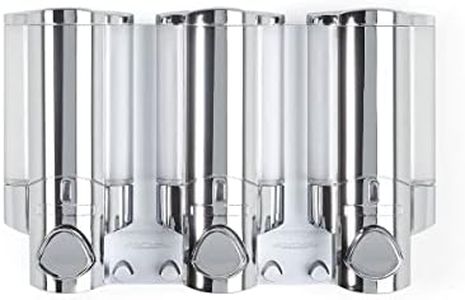 Better Living Products Aviva Shower Dispenser 3, Shampoo and Soap Dispenser, 3 x 11 fl. oz. Chrome, 11.2 x 3.5" x 7"