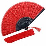 Eastern Wind Red lace Hand Folding Fans for Women,Wedding Fans.