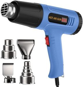 Heat Gun 1300W Fast Heating for Vinyl Wrap, Crafting, Shrink Tubing, Paint, Epoxy Resin, Candle Making Variable, Adjustable Temperature, Overload Protection Hot Air Gun Kit Nozzles, Scraper（JFHG1002）