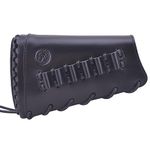 Handmade Cow Hide Leather Rifle Buttstock Retro Ammo Holder FOR .30-30 .308 .30-06, 45-70 (Black)