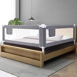 ZEHNHASE Barrière de Lit Portable Bébé, Barrière De Protection De Lit pour Enfants, Grand Rails de lit pour tout petits pour matelas jumeaux, double, pleine grandeur Queen & King (Gris, 140CM, 1 côté)