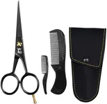 Striking Viking 5" Professional German Beard & Mustache Scissors - Moustache Grooming Kit For Trimming Facial Hair With Beard Scissors Beard Comb Mustache Comb & Carry Case - Moustache Scissor Men