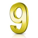 Vicloon Mailbox Numbers Self Adhesive, 3 Inches 3D Mailbox Numbers Waterproof, Door Numbers House Numbers Street Number Stickers for House Mailbox Apartment Hotel Courtyard Cafe Golden(9)