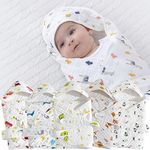 MOM CARE Muslin Hood Towel Cum Baby Wrapper with Belt,Cotton,Organic,Super Soft,White, Pack of 1 Random Print