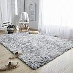 Area Rugs 8'x10' Soft Fluffy Carpet for Bedrooms, Living Room, Boys Room, Girls Room, Play Room Modern Home Decor Non-Slip, Grey