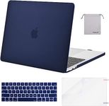 MOSISO Compatible with MacBook Pro 13 inch Case M2 2024, 2023, 2022-2016 A2338 M1 A2251 A2289 A2159 A1989 A1708 A1706, Plastic Hard Shell&Keyboard Cover&Screen Protector&Storage Bag, Navy Blue