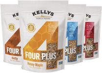 Kelly's Four Plus Granola (Variety Pack) Healthy Granola Cereal with Whole Grain Oats, Honey, Maple Syrup - Non-GMO, Low Sugar, Sodium Free and Gluten Free Granola for Yogurt - 12oz (Pack of 4)