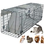 Animal Trap Cage, Large Rat Traps Humane Live Mouse Trap Cages, Squirrel Trap Metal Humane Live Vermin Large Pest Animal Bait Cage Catcher, Reusable Humane Live Trapping, 24 x 7.5 x 8.3 inc