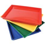 Constructive Playthings Messy Trays, Set of 4 Hard Plastic Trays, Multi-Color
