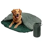 Navaris Dog Travel Bed - Portable and Foldable Outdoor Round Settle Mat for Dogs - Sleeping Bag with Double Sided Zipper - For Camping with Your Pet - Green