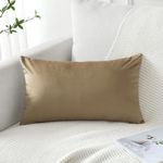 Artscope Luxury Velvet Pillow Covers Decorative Rectangle Pillowcases Soft Solid Cushion Cases for Couch Sofa Bedroom Car Decor 12x20 Inch Golden Brown