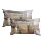 Britimes Throw Pillow Covers Modern Home Art Decor, 12 x 20 Inches Set of 2 Pillow Cases Decorative, Abstract Oil Painting Pillowcases for Bedroom, Living Room, Taupe Tan Grey Brown Beige