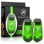 Apace Vision LED Safety Light (2 Pack) with Bonus Items – Clip On Strobe/Running Lights for Runners, Dogs, Bikes, Walking and More (Green)