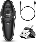 Rechargeable 2-in-1 USB Type C Presentation Clicker Wireless Presenter Remote Clicker for PowerPoint Presentations with Laser Pointer, Slide Advancer for Computer/Mac/Laptop