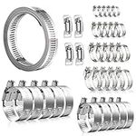 hannger Hose Clamp Set, 1/4"-2" Range Adjustable 304 Stainless Steel Duct Clamps, 6.5ft Large Hose Pipe Clamp Tools Clips for Fuel/Radiator/Automotive & Mechanical Plumbing, Worm Screw Clamp