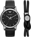 Emporio Armani Watch for Men, Three Hand Date Movement, 41 mm Stainless Steel Case with a Leather Strap, AR80059