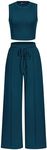 PRETTYGARDEN Women's Summer 2 Piece Loungewear Set Cropped Tank Top Wide Leg Sweatpants Tracksuit Casual Outfits (Lake Blue,XX-Large)