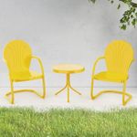 EFURDEN Outdoor Bistro Set, Patio Retro Metal Chairs, Patio Porch Furniture Set 3 Pieces for Pool, Garden, Deck,Balcony, Yellow