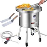 ARC Stainless Steel 200,000BTU Propane Burner and Concave Comal para Tacos Set with Wheeled Legs, 23 Inches Heavy Duty Mexican Discada Disc Cooker, Great for frying and tortillas