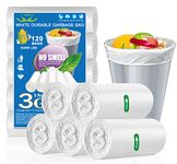 OKKEAI 3 Gallon Garbage Bags Small Biodegradable Trash Bags 120 Counts Bathroom Garbage Bags 10L Kitchen Compost Bags for Home Office Bedroom, White fit 10-15L Can