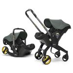 Doona+ Baby Car Seat & Stroller - Convertible 0+ Car Seat and Pram - Anti Rebound Crash Technology, 5-Point Harness, Adjustable Handle, Side Impact Protection (Slate Green)