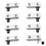 UFURMATE Pivot Hinge, 8Pcs Frameless Glass Door Pivot Hinges Glass Cabinet Door Clips with Pin Adjustable Iron Clamp Hinge Replacement Kit for 3-6mm Free-Swinging Glass Door