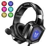 Gaming Headset with Mic for PS4 Xbox one PC PS5, Stereo RGB Gaming Headphones with Noise Cancelling Microphone, Wired Over Ear Gamer Headphones, Volume Control 3.5mm for Computer Switch Laptop