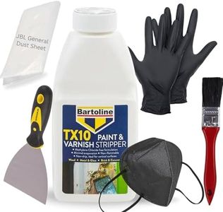 Paint & Varnish Remover for Wood, Metal, Concrete, Glass & DIY Use – 500ml Bartoline TX10 Paint Stripper Kit with Paint Scraper Tool, Dust Sheet, Brush, Latex-Free Gloves & Mask (002)