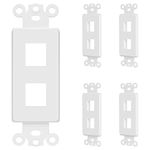 ENERLITES 2-Port Keystone RJ45 Wall Plate Adapter, Multimedia Insert for Decorator Wall Plate, Cat7 Cat6 Cat5 Compatible, for Voice/Data & Audio/Video Multimedia Modules, 6262-W-5PCS, White, 5 Pack